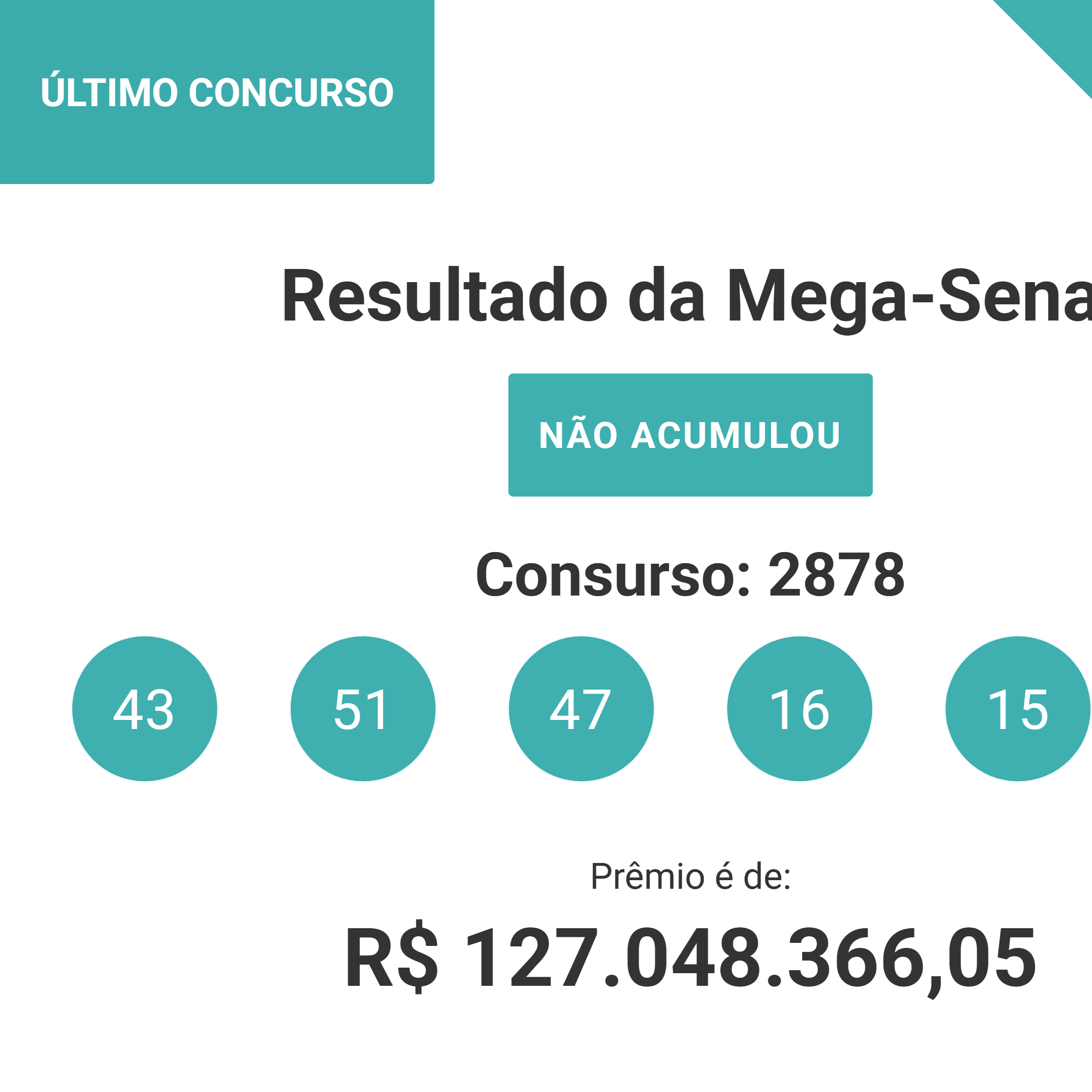 Resultado da Mega-Sena (21/06/2025),  concurso (2878) o prêmio saiu, verifique os números sorteados.